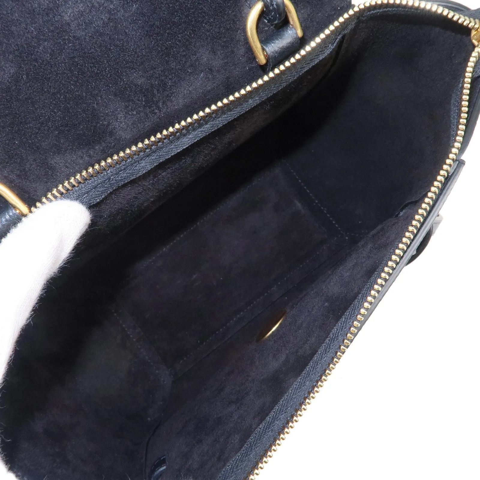 CELINE Leather Belt Bag Nano 2Way Bag Hand Bag Black 189003 Used F/S