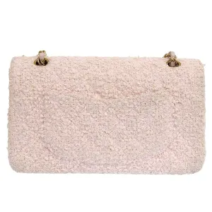 CHANEL Around 2003 Made Tweed Classic Flap Chain Bag 25Cm Shell Pink