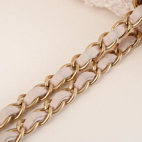CHANEL Around 2003 Made Tweed Classic Flap Chain Bag 25Cm Shell Pink
