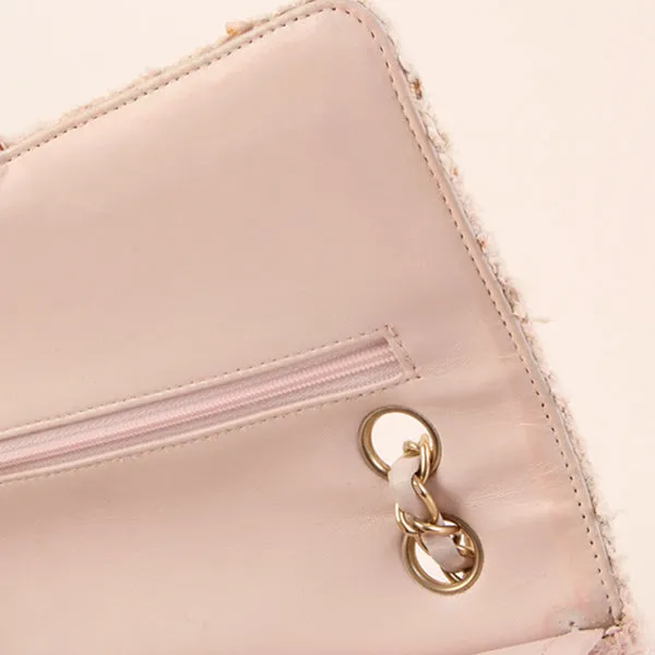 CHANEL Around 2003 Made Tweed Classic Flap Chain Bag 25Cm Shell Pink