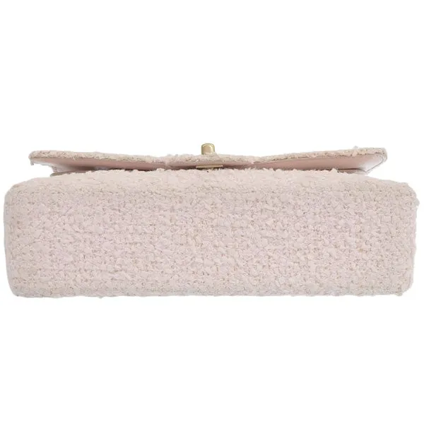 CHANEL Around 2003 Made Tweed Classic Flap Chain Bag 25Cm Shell Pink
