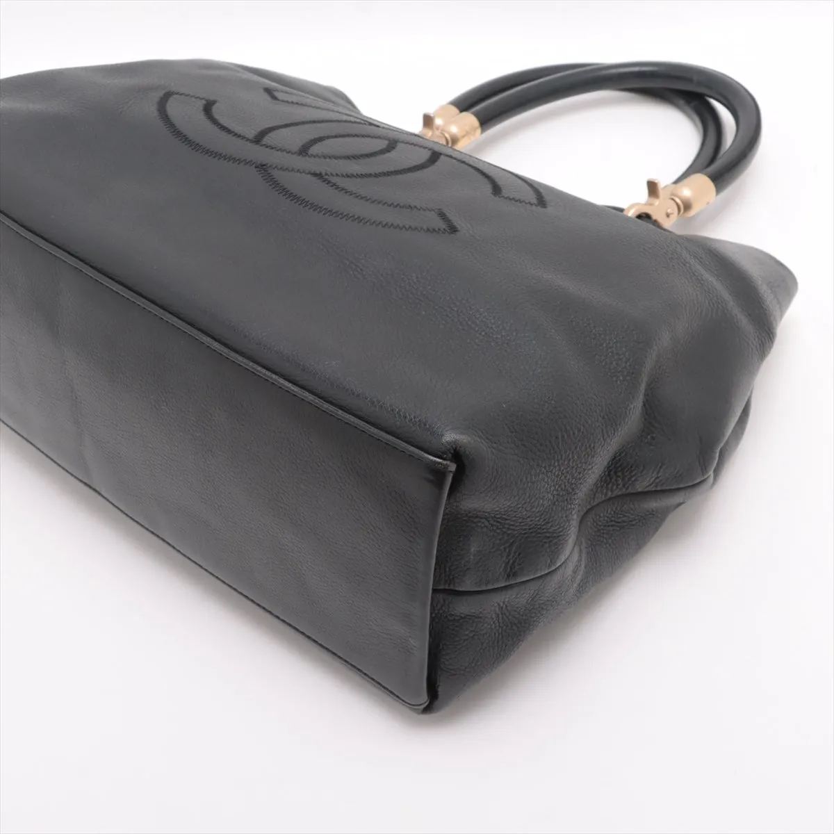 Chanel Coco Caviar S Tote Bag Black Gold  8th