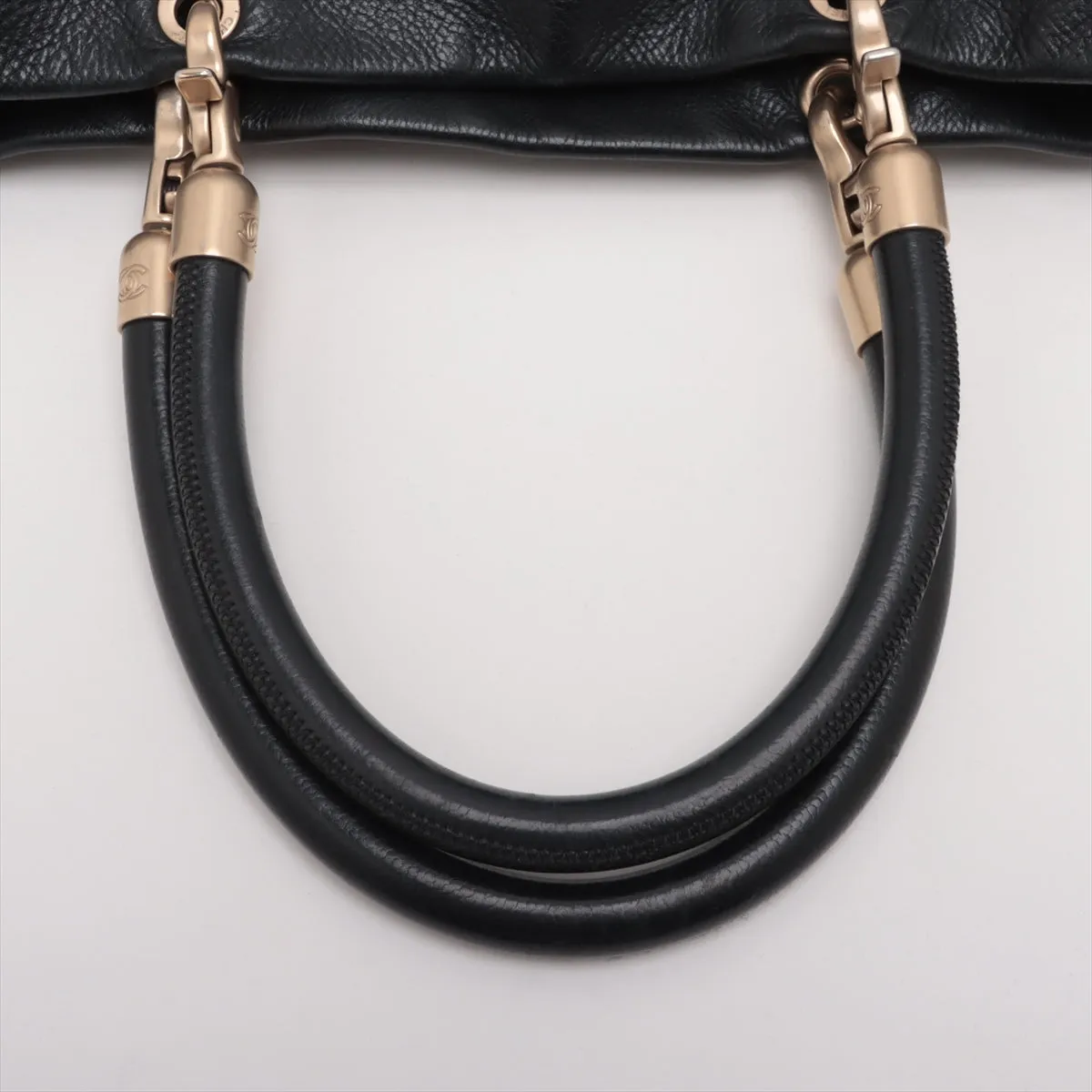 Chanel Coco Caviar S Tote Bag Black Gold  8th