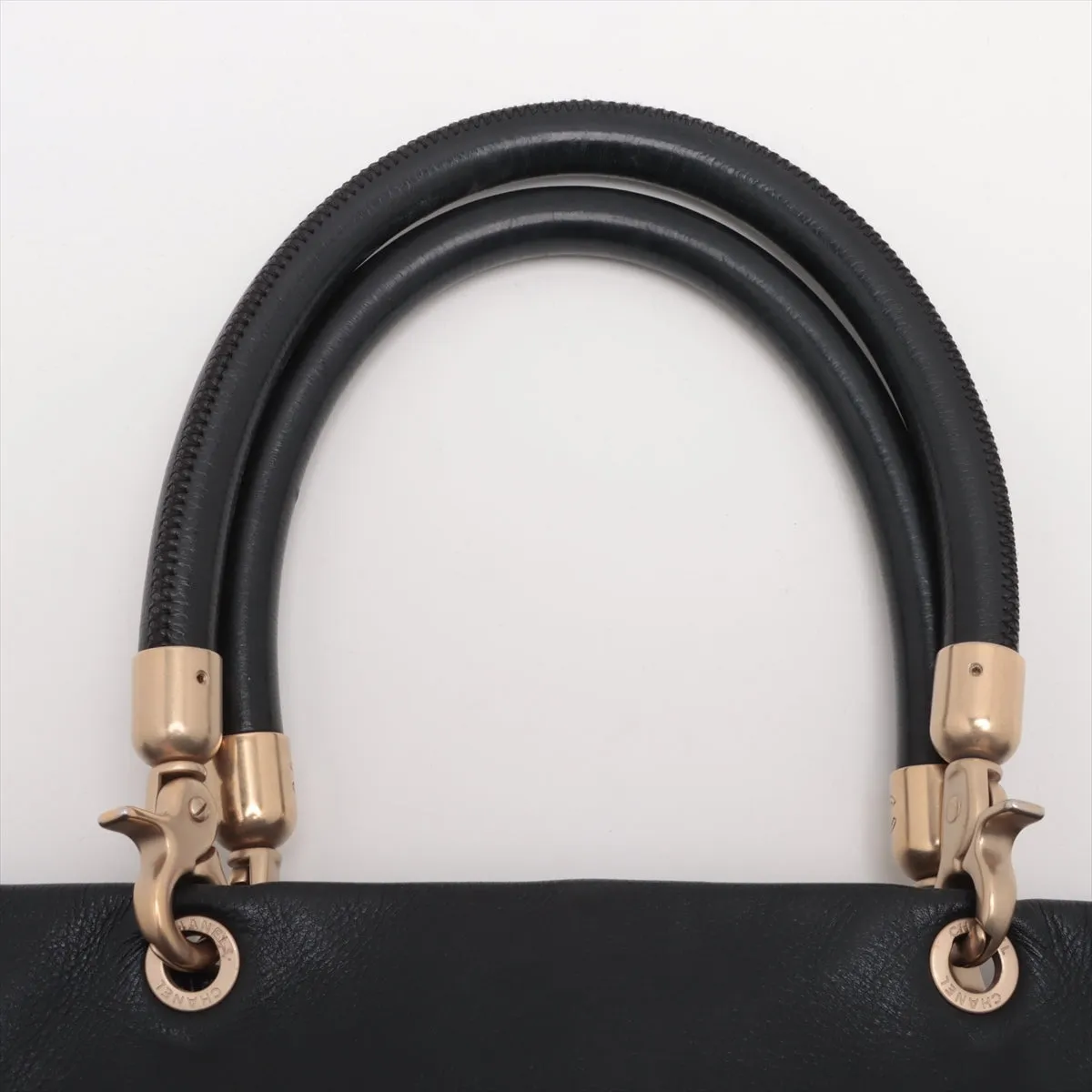 Chanel Coco Caviar S Tote Bag Black Gold  8th