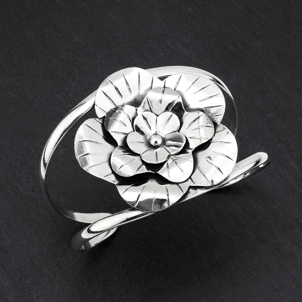 Chunky Floral Statement Cuff Bracelet