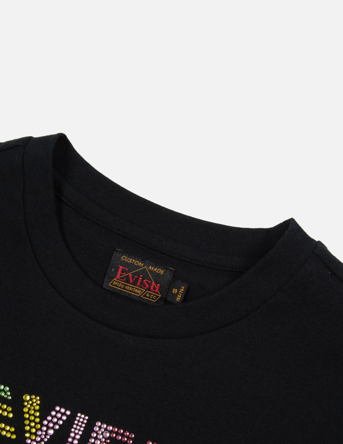 Colorful Rhinestone Logo Slim Fit T-shirt