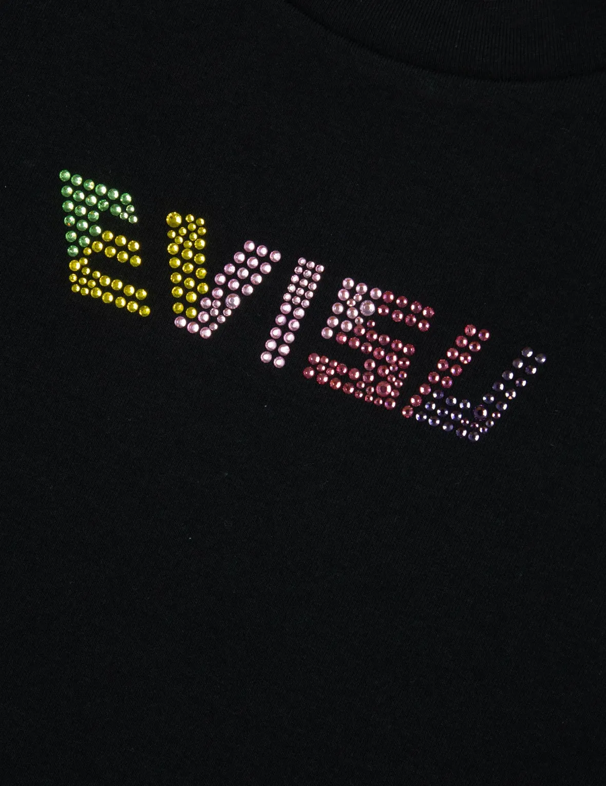 Colorful Rhinestone Logo Slim Fit T-shirt