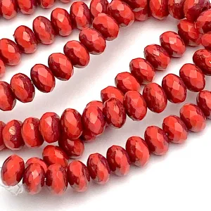 Coral Rondelle Beads, Bronzed Czech Glass, 3mm x 5mm, By the 4" Strand, # L-890