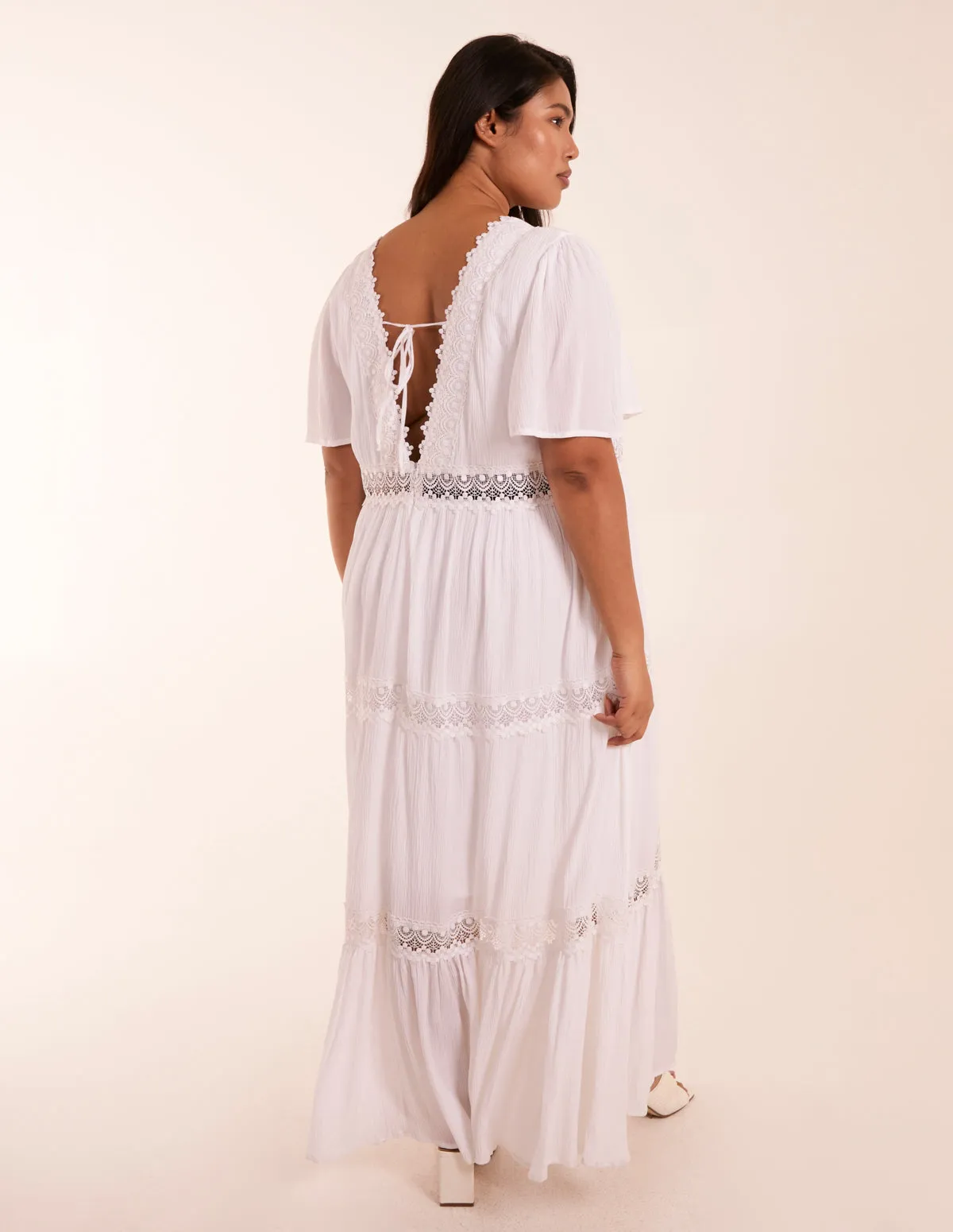 Curve Angel Sleeve Tiered Maxi Dress