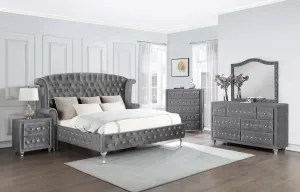 Deanna Bedroom Traditional Metallic Queen Five Piece Set