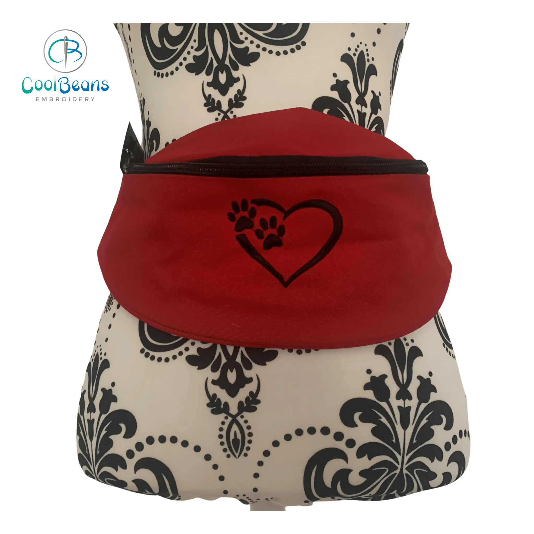 Dog Walking - Heart & Paws Belt Bag / 2 Zip Bumbag - Personalised