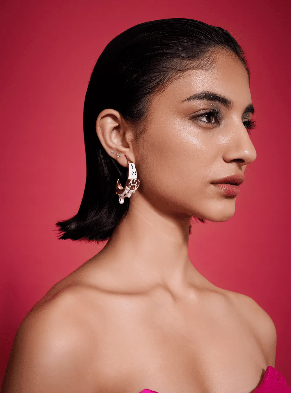 Drip OH Kaybug Hoops In Patterned Milky White