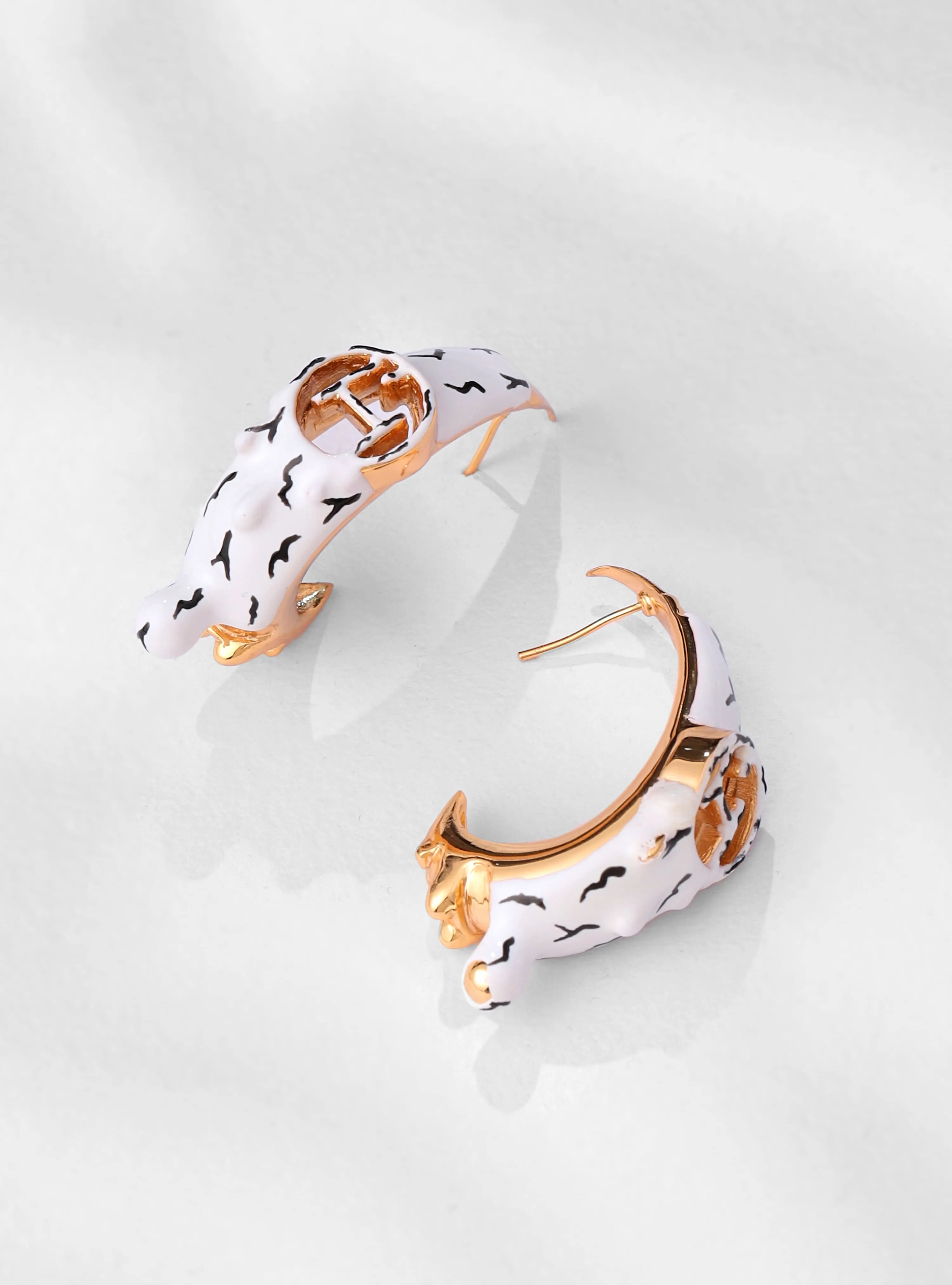 Drip OH Kaybug Hoops In Patterned Milky White