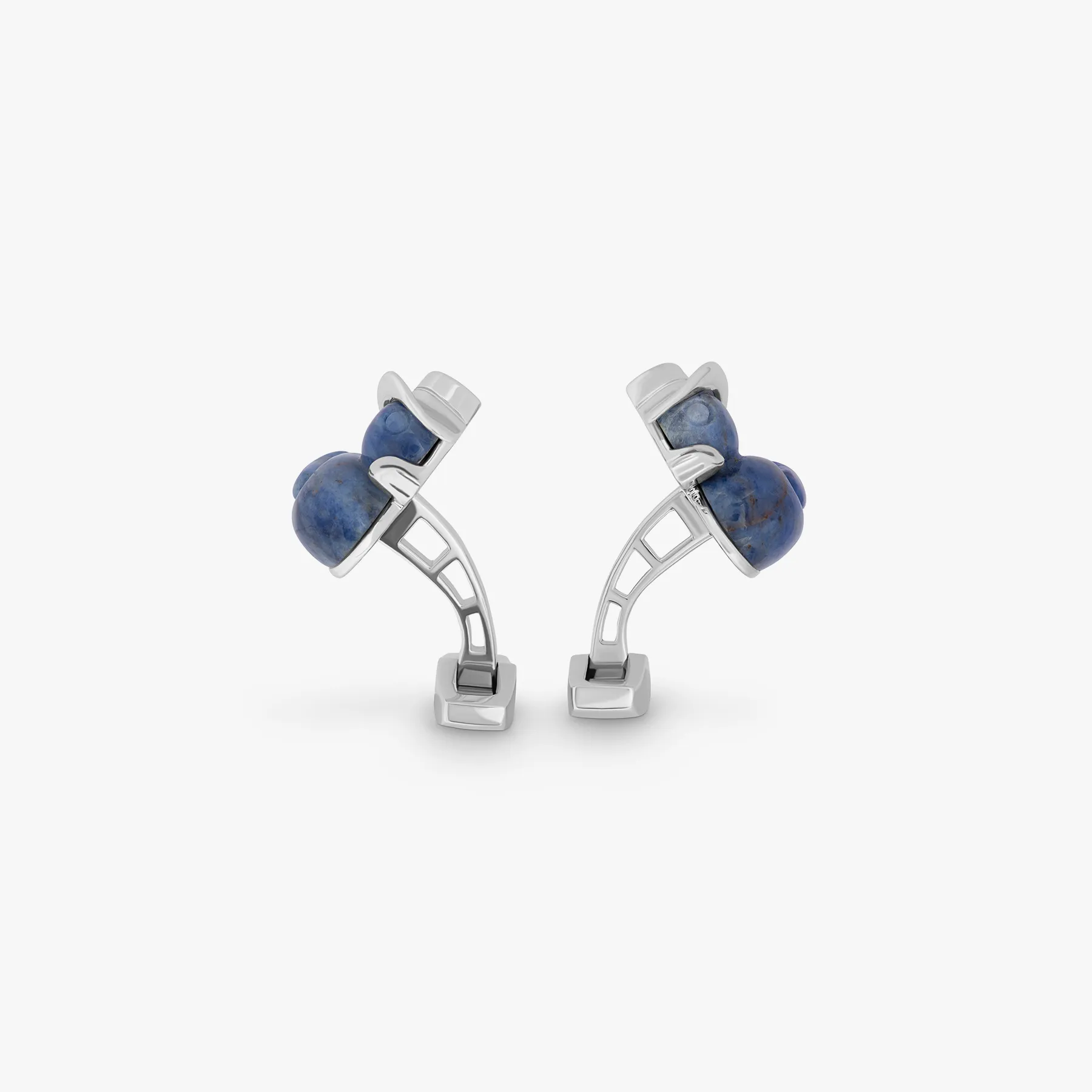 Duck Rodeo Cufflinks In Rhodium Plated Silver with Sodalite