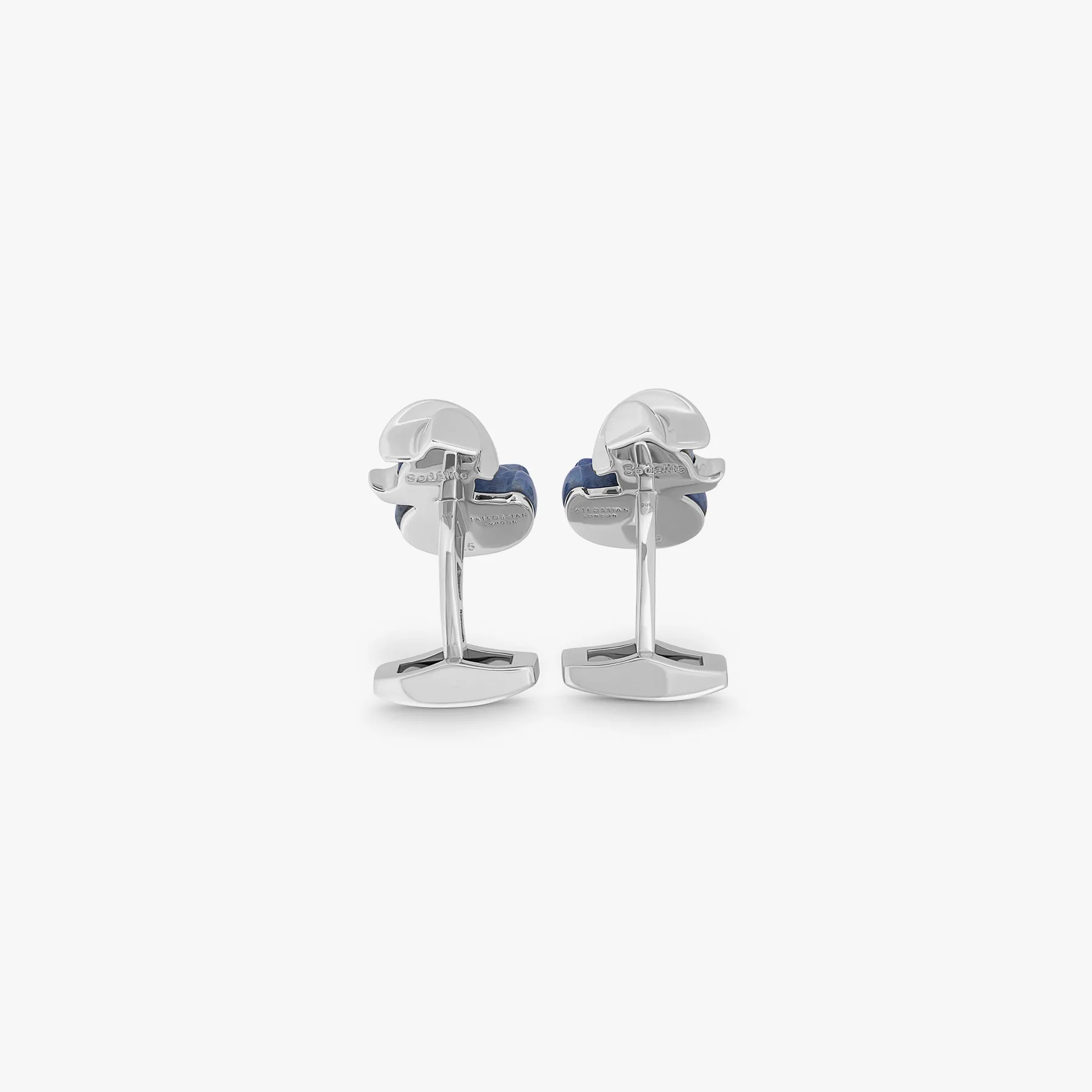 Duck Rodeo Cufflinks In Rhodium Plated Silver with Sodalite