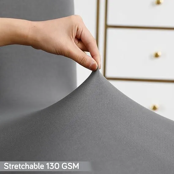 Elastic Stretchable Water Resistant Dining Chair Cover, Light Grey