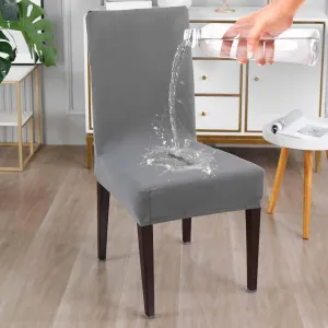 Elastic Stretchable Water Resistant Dining Chair Cover, Light Grey
