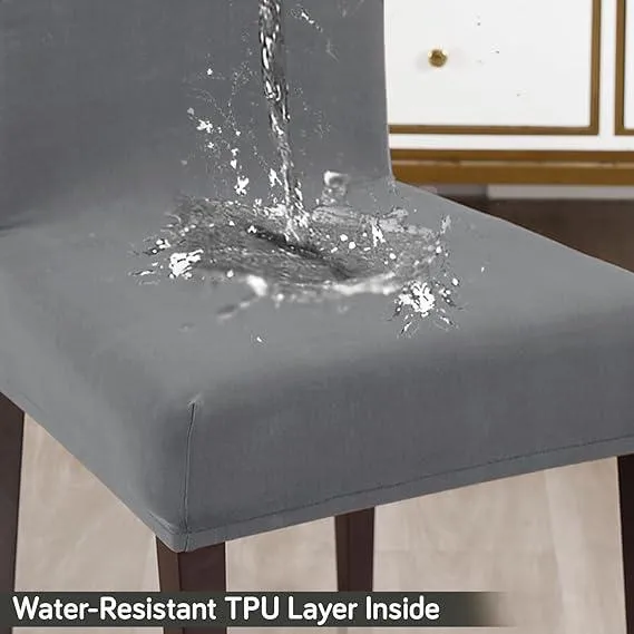 Elastic Stretchable Water Resistant Dining Chair Cover, Light Grey