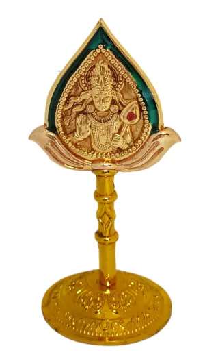 Elite Store Metal Vel with Lord Muruga Face Idol Golden Decorated Spiritual Showpiece for Home Decor/Living Room/Car Dashboard/Pooja/Work Table/Gifts/Return Gifts/Festivals