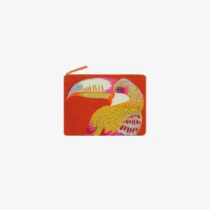 Embroidered Red Pouch