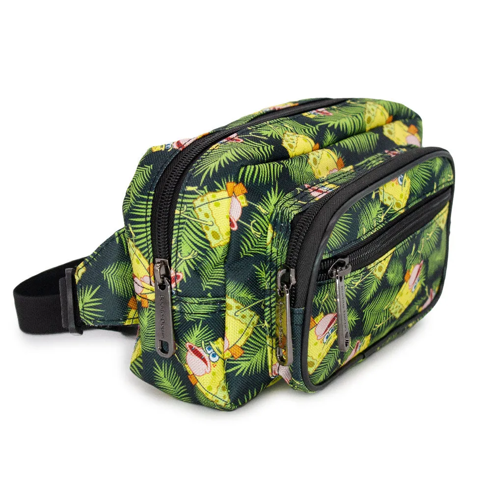 Fanny Pack - Primitive SpongeBob Pose Palm Leaves Black Green
