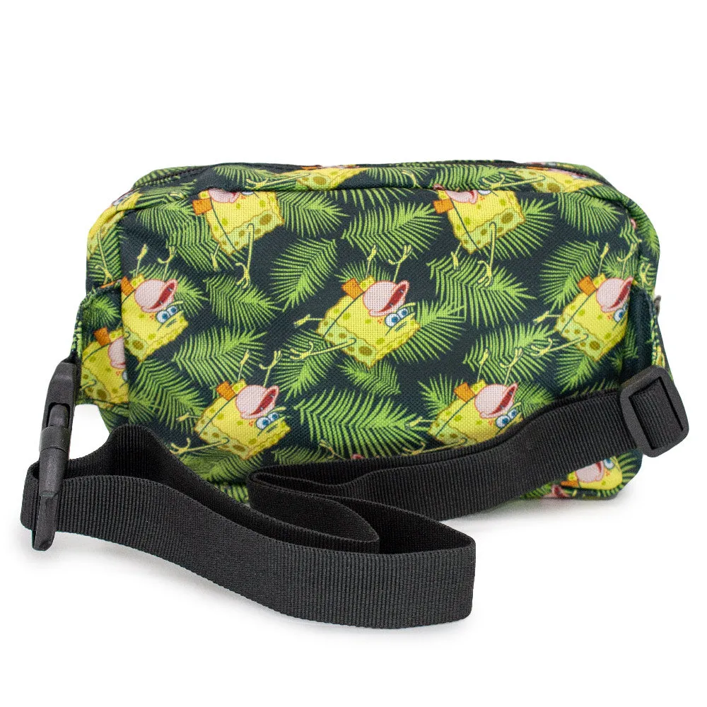 Fanny Pack - Primitive SpongeBob Pose Palm Leaves Black Green