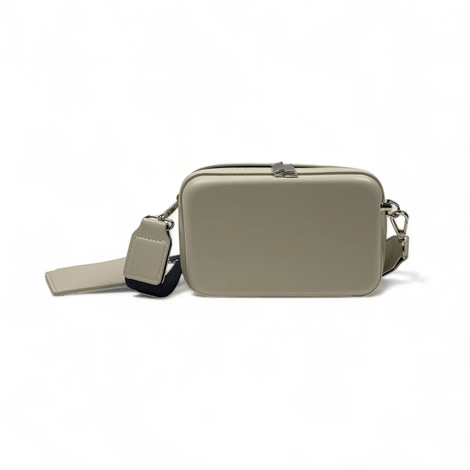 Faux leather hard shell crossbody bag with zip pouch