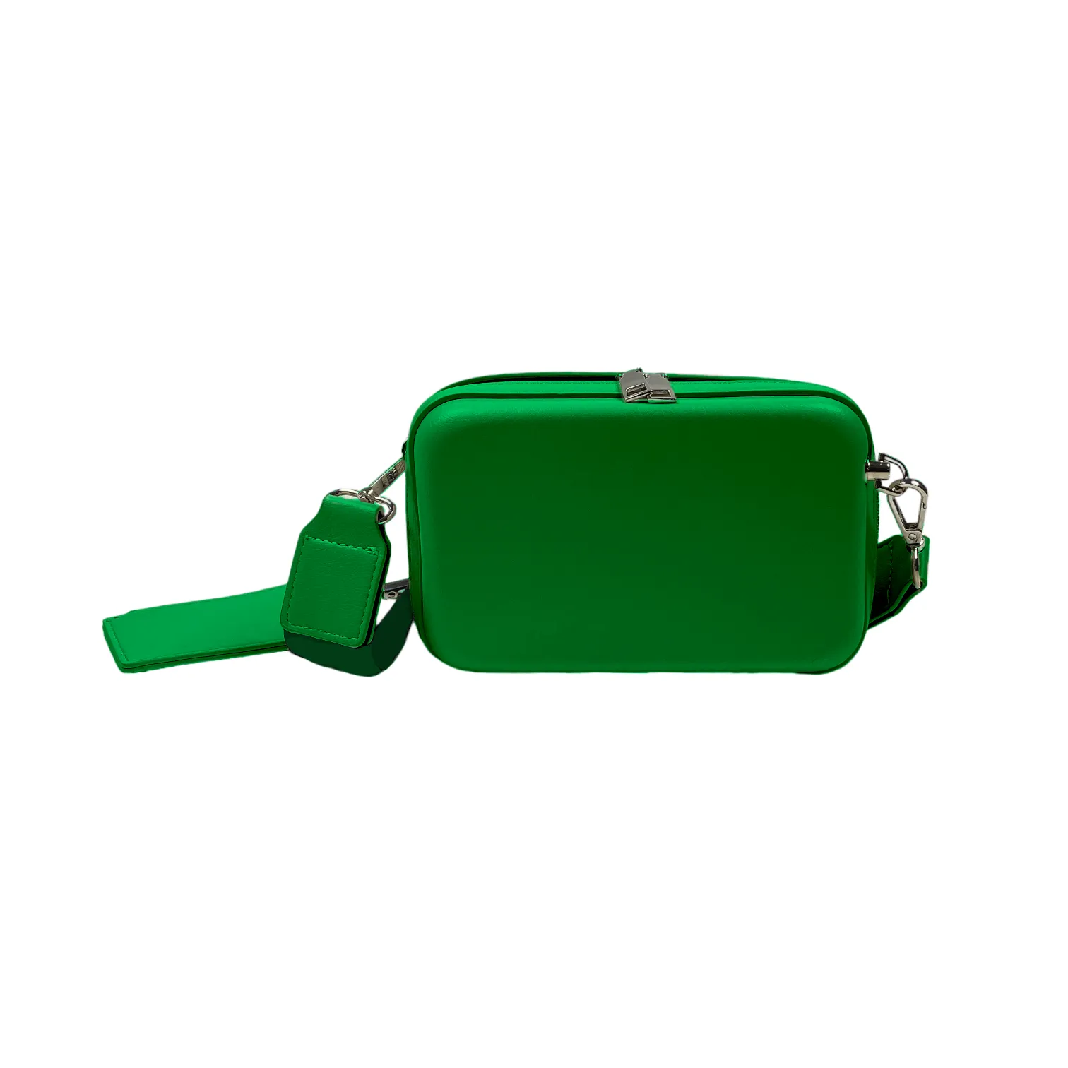 Faux leather hard shell crossbody bag with zip pouch