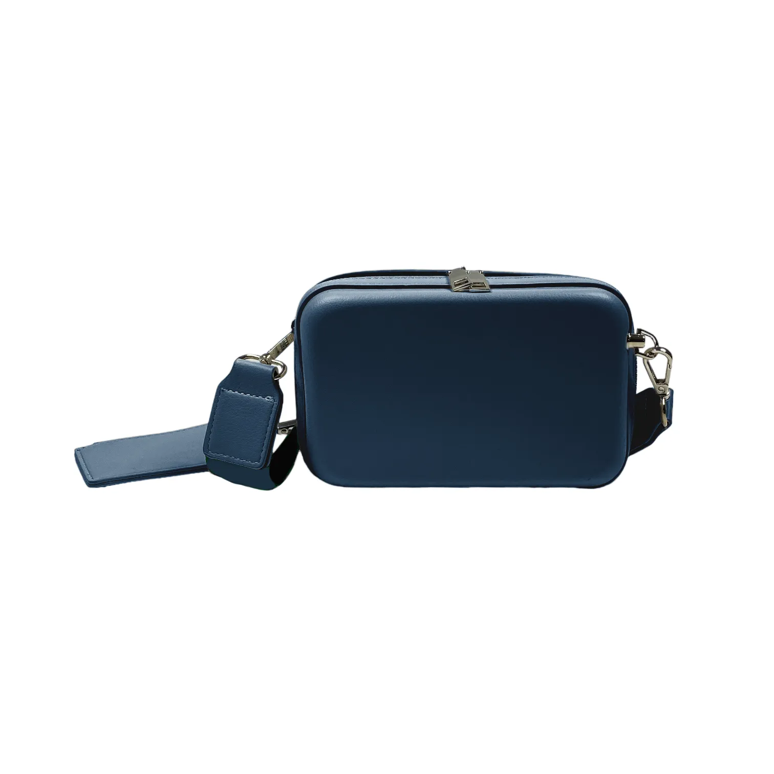 Faux leather hard shell crossbody bag with zip pouch
