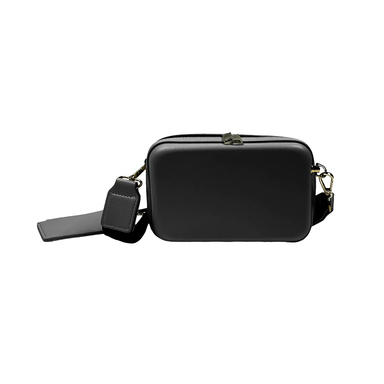 Faux leather hard shell crossbody bag with zip pouch