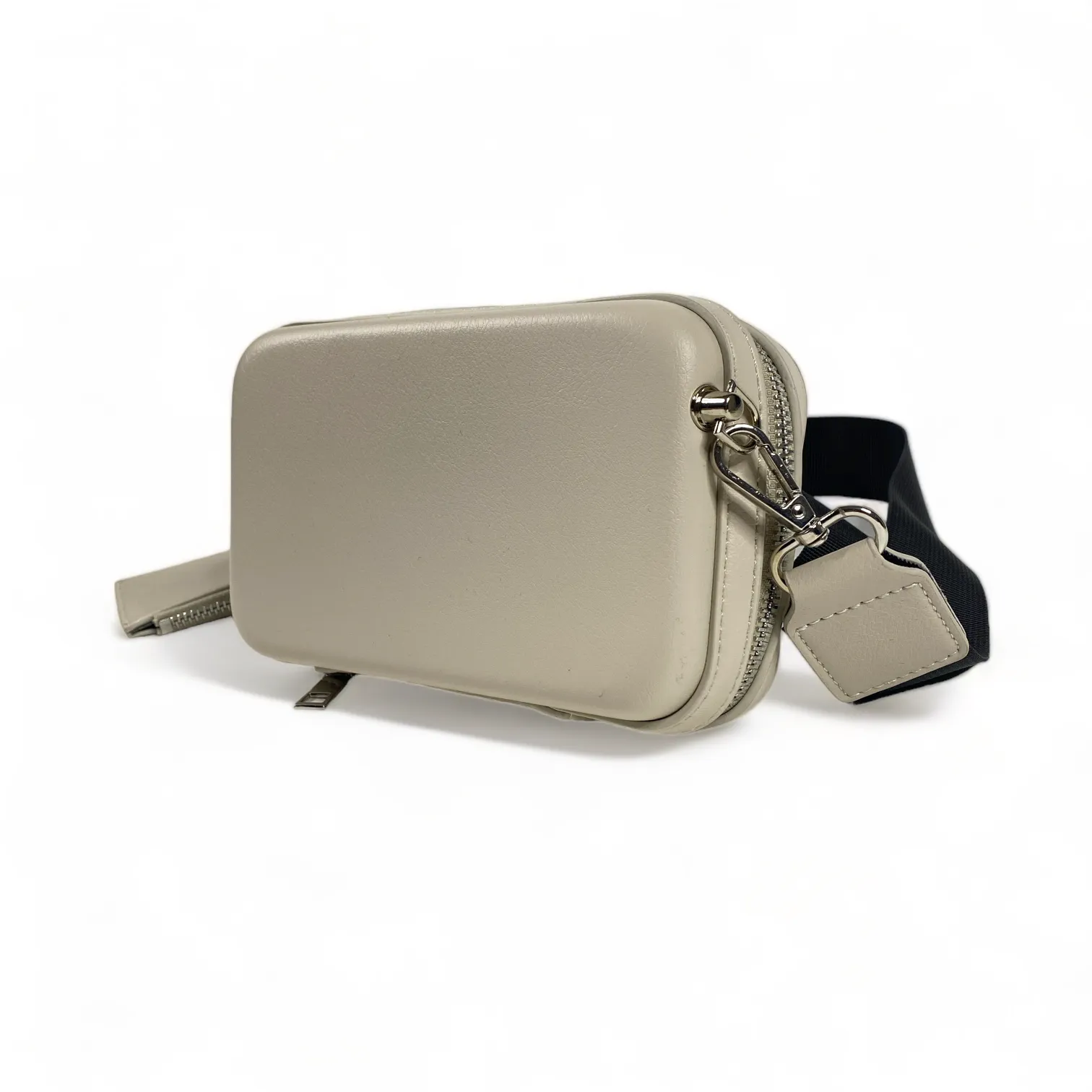 Faux leather hard shell crossbody bag with zip pouch
