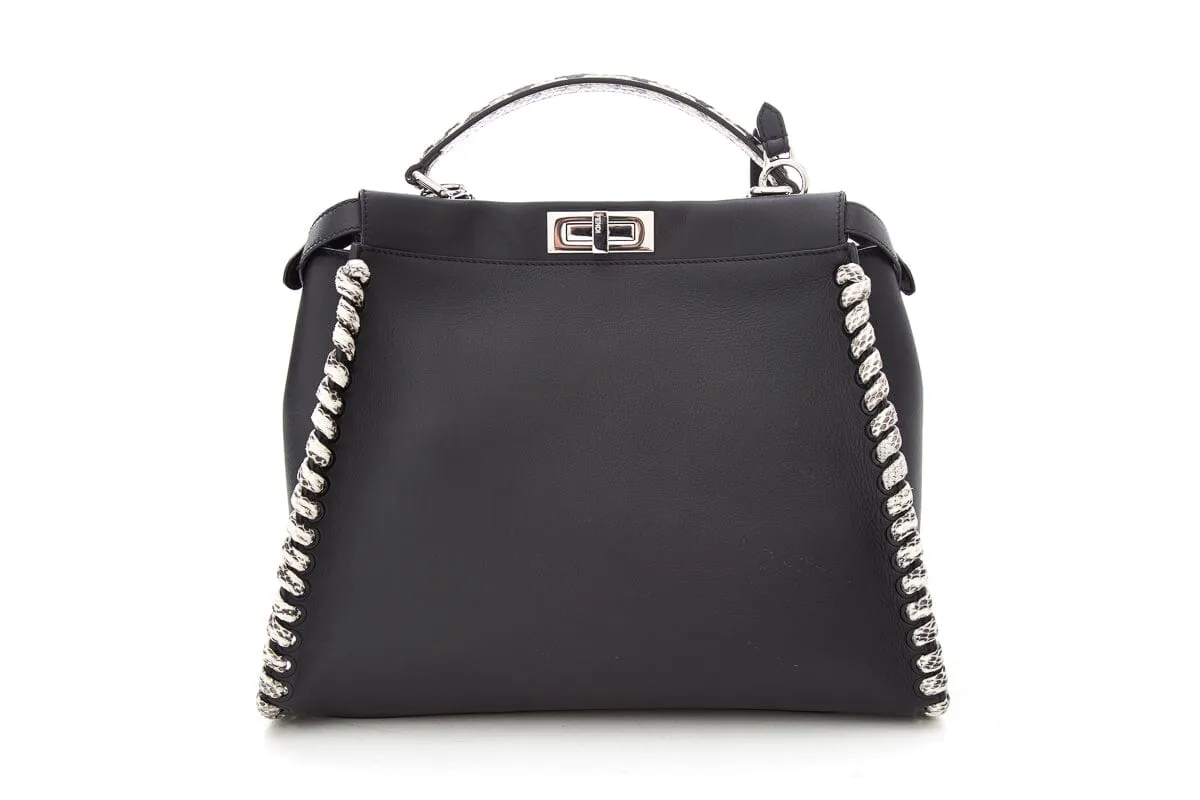 Fendi Black & Snakeskin Large Peak-A-Boo Handbag