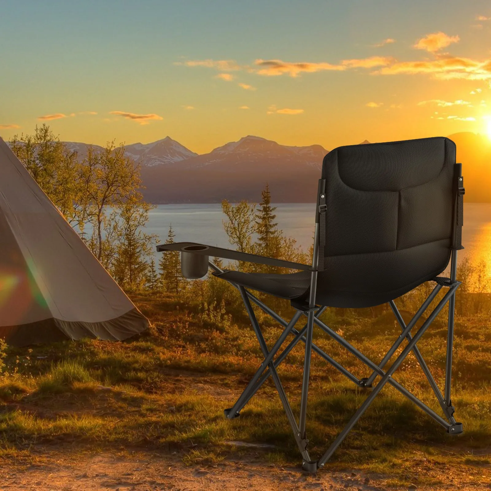 Folding Camping Folding Chair - Padded Seat & Portable