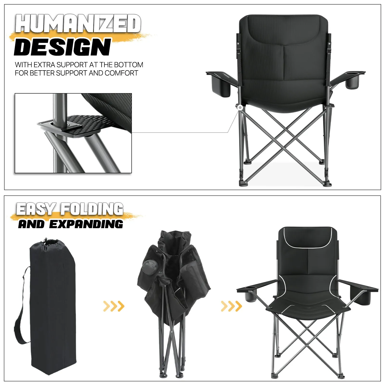 Folding Camping Folding Chair - Padded Seat & Portable