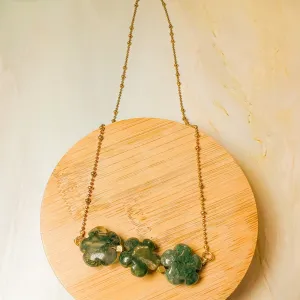 Foresta: Triple Moss Agate Flower Necklace