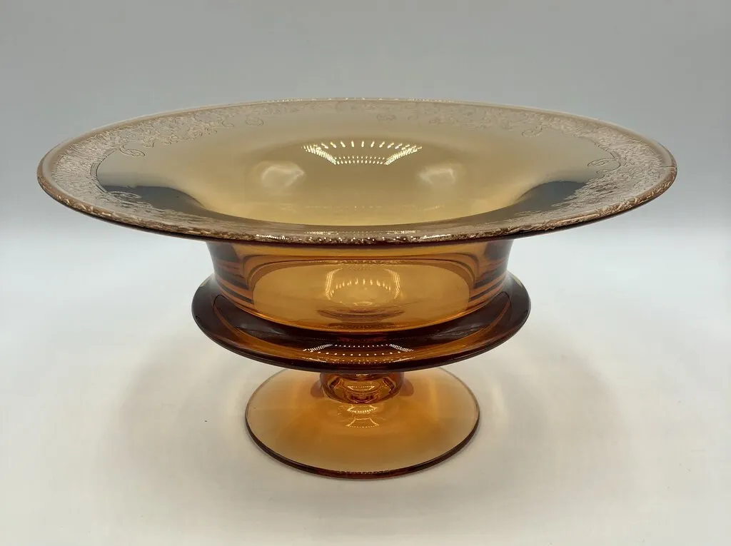Fostoria Royal Amber Compote Depression Glass /b