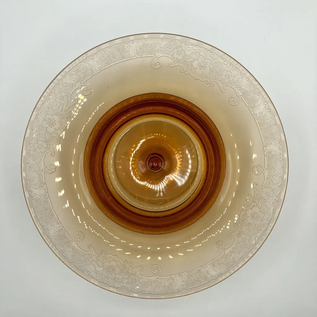Fostoria Royal Amber Compote Depression Glass /b