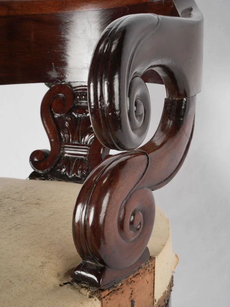 French Restoration period antique desk swivel armchair