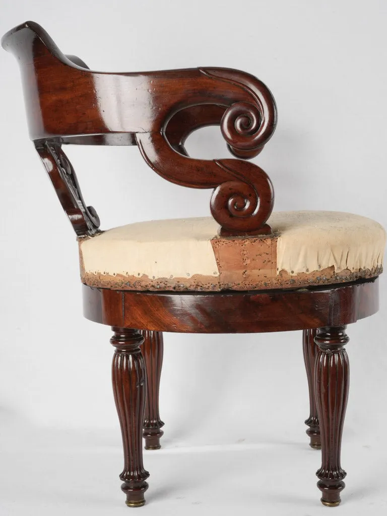French Restoration period antique desk swivel armchair