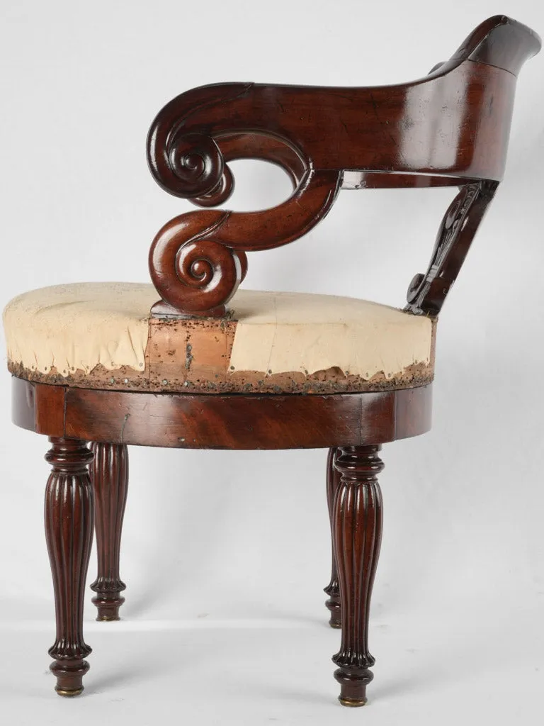 French Restoration period antique desk swivel armchair