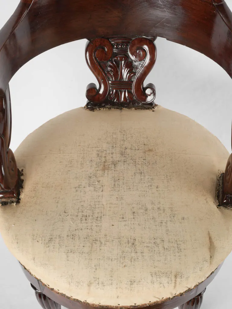 French Restoration period antique desk swivel armchair