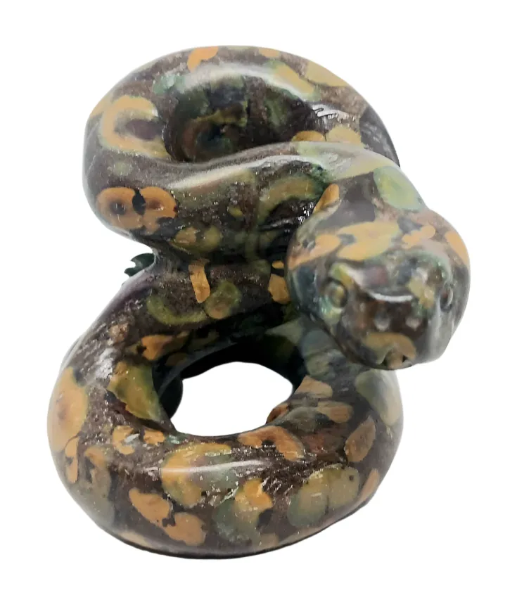 Fruit Jasper Crystal 3D Snake Carving