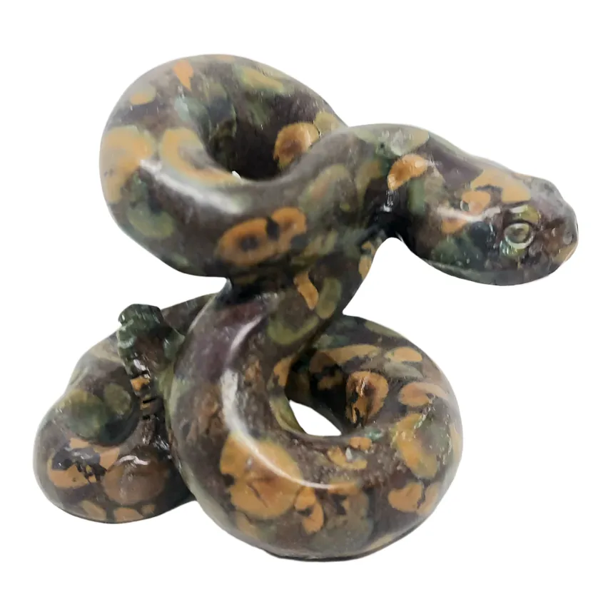 Fruit Jasper Crystal 3D Snake Carving