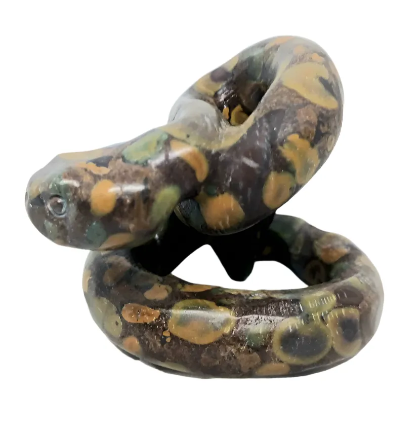 Fruit Jasper Crystal 3D Snake Carving