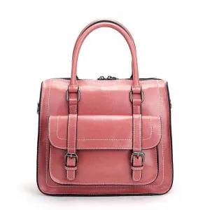 Genuine Leather Fashion Women Pink Handbag