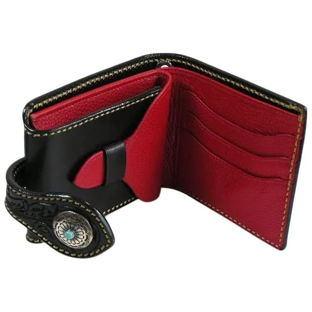 Genuine Leather Turquoise Indian Biker Wallet