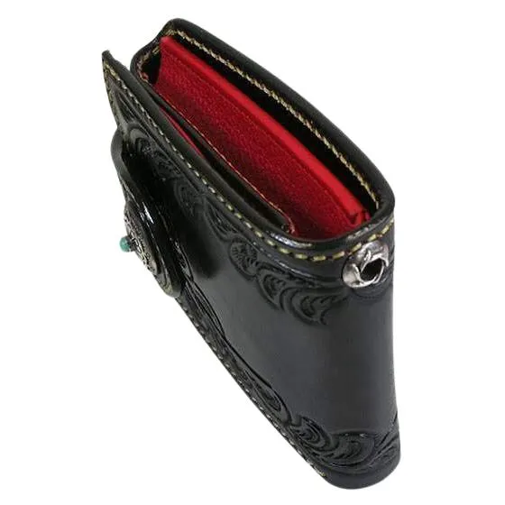Genuine Leather Turquoise Indian Biker Wallet