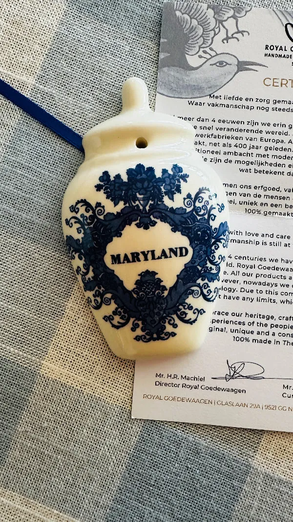 Ginger Jar Ornaments by Royal Goedewaagen 3 Styles - MD 2 available, PA 3 Available, GA 1 available