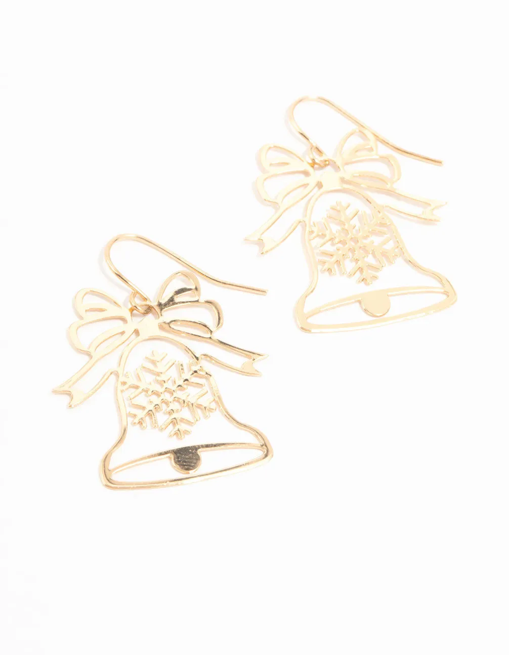 Gold Cut Out Bell Drop Earrings