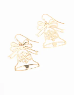 Gold Cut Out Bell Drop Earrings